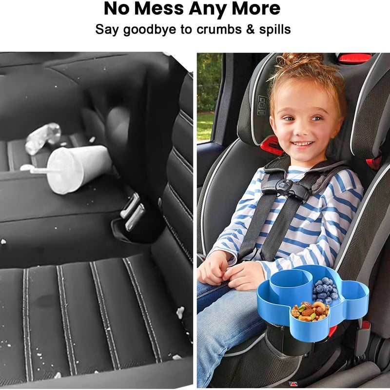 BlueOrigin Car Seat Tray - Convert Cup Holder to Snacks, Toys Tray for Kids Travel, 360 Rotatable (Blue) - Image 2